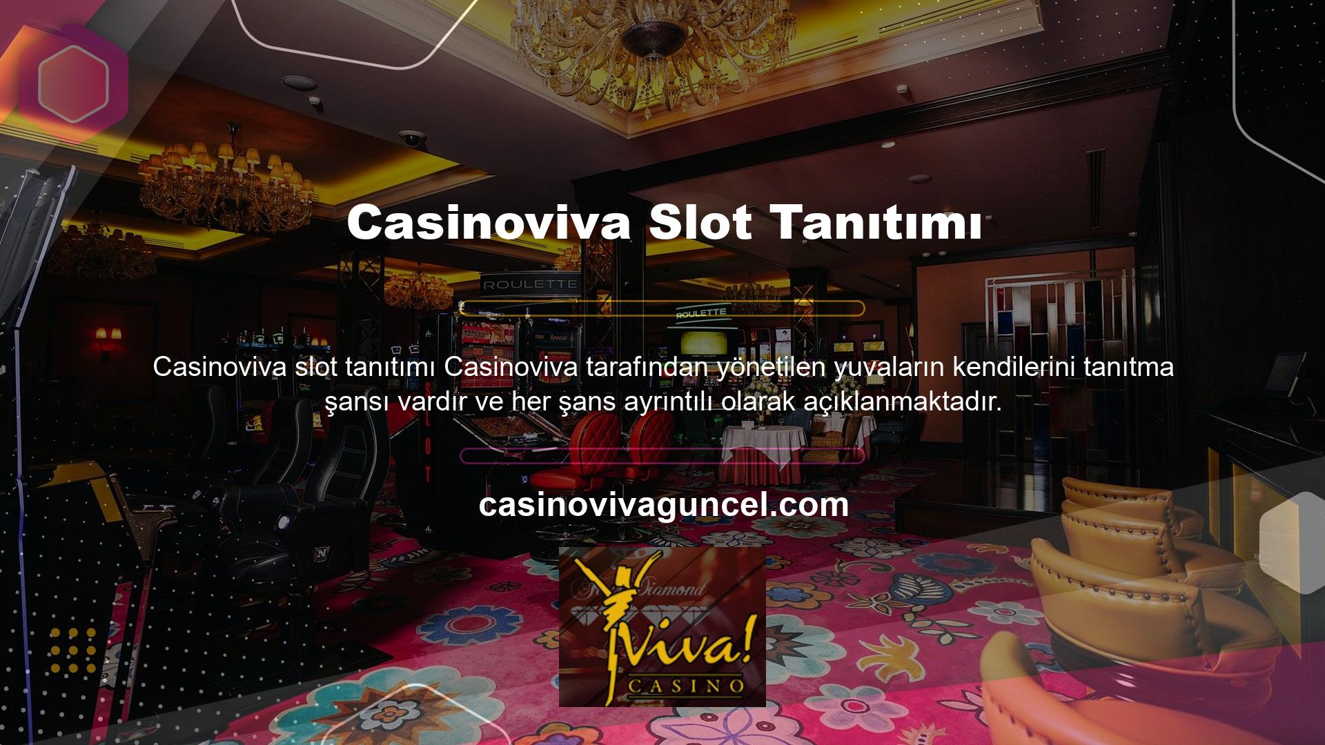 Bu özelliği basit ve net bilgi almak ve Casinoviva ile daha fazla para kazanmak için kullanabilirsiniz